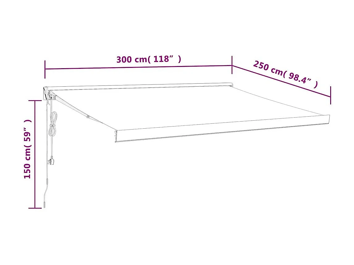Toldo Retrátil Amarelo e Branco 3x2,5m em Alumínio e Tecido Resistente