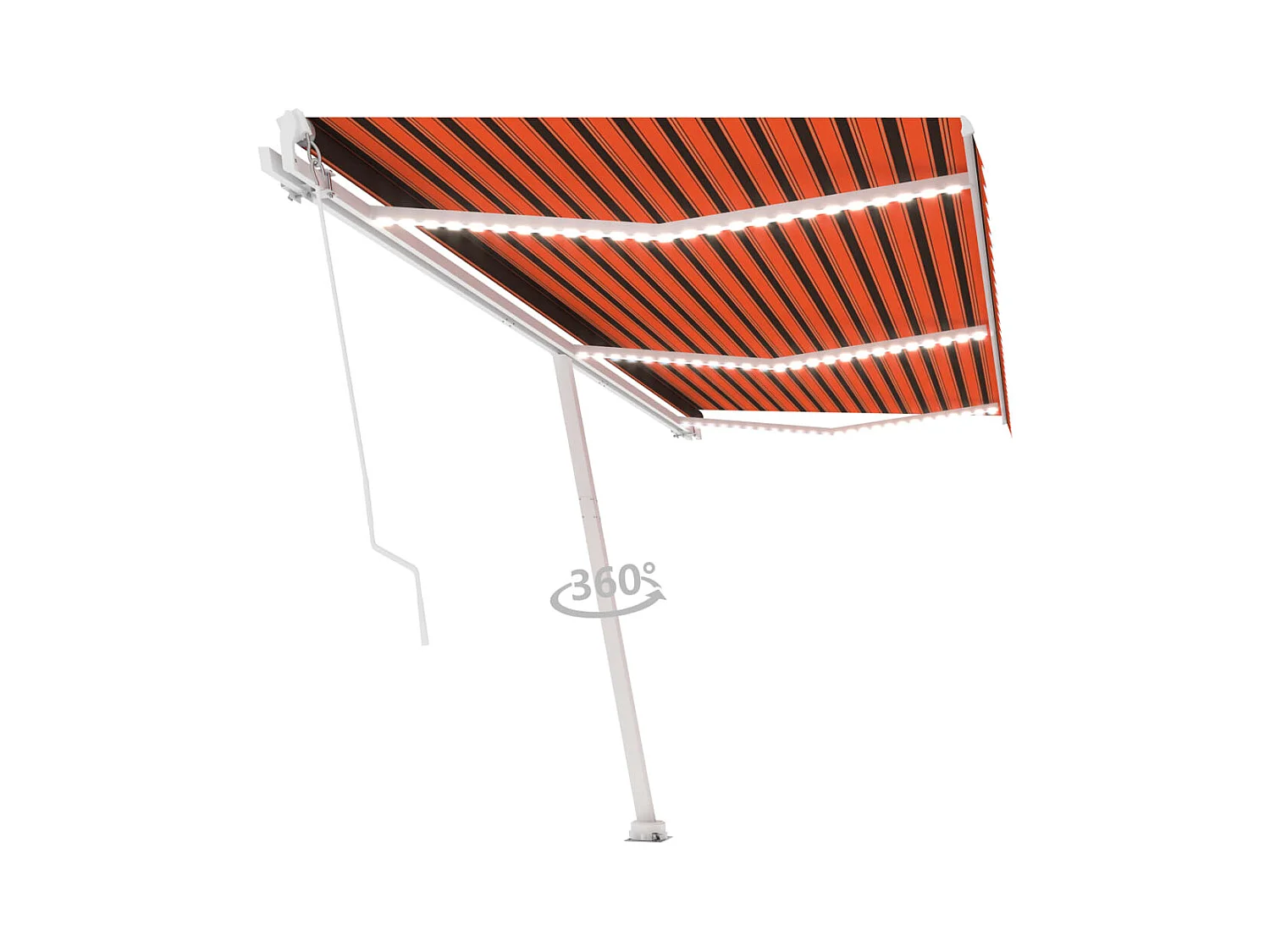 Auvent manuel rétractable avec LED 600x300 cm Orange et marron