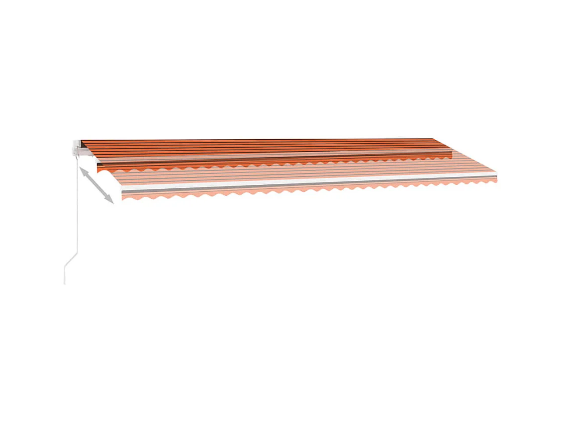 Auvent manuel rétractable avec LED 600x300 cm Orange et marron