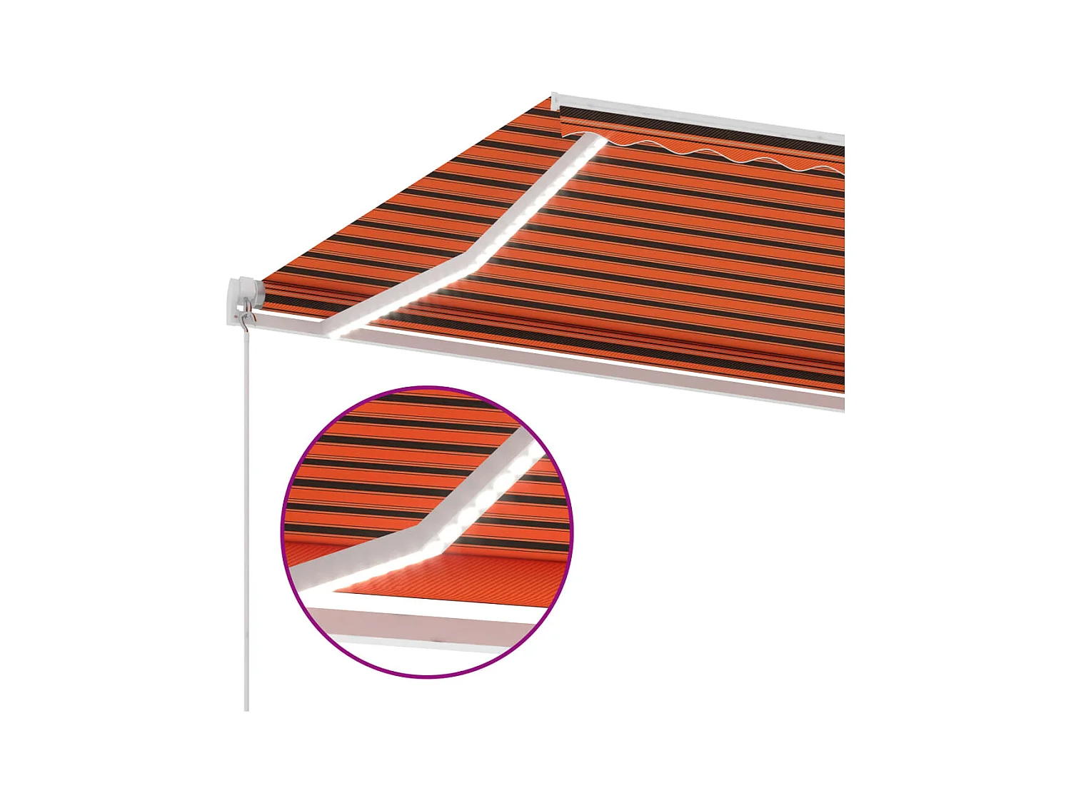 Auvent manuel rétractable avec LED 600x300 cm Orange et marron