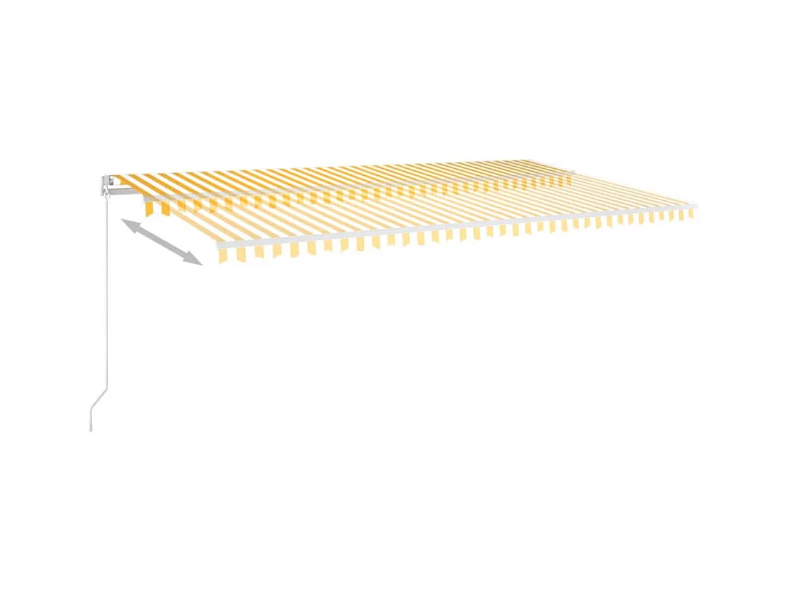 Auvent manuel rétractable avec LED 600x350 cm Jaune et blanc