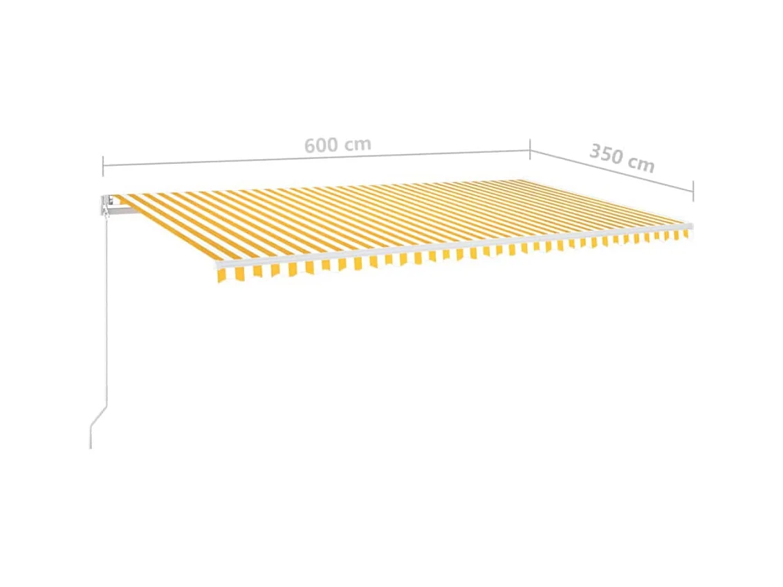 Auvent manuel rétractable avec LED 600x350 cm Jaune et blanc