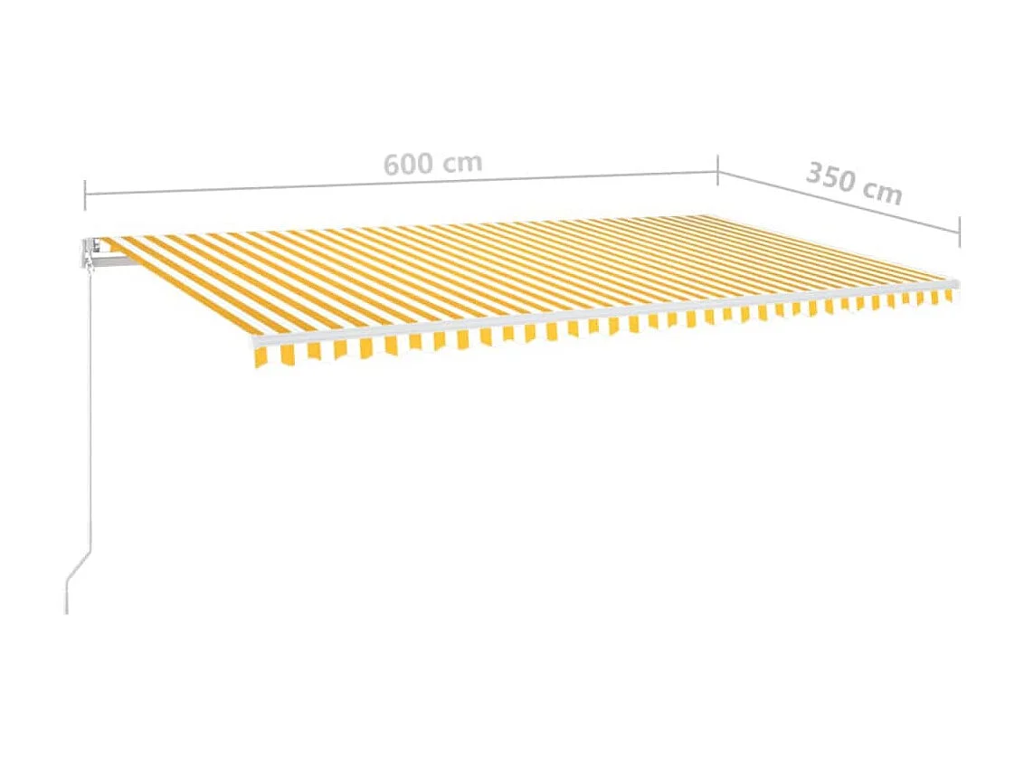 Markise Manuell Einziehbar mit LED 600x350 cm Gelb  Weiß