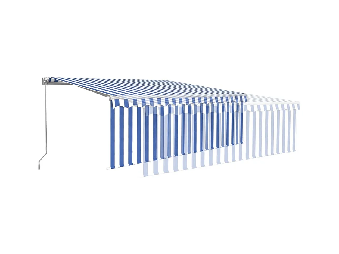Auvent manuel rétractable avec store et LED 45x3 m Bleu blanc