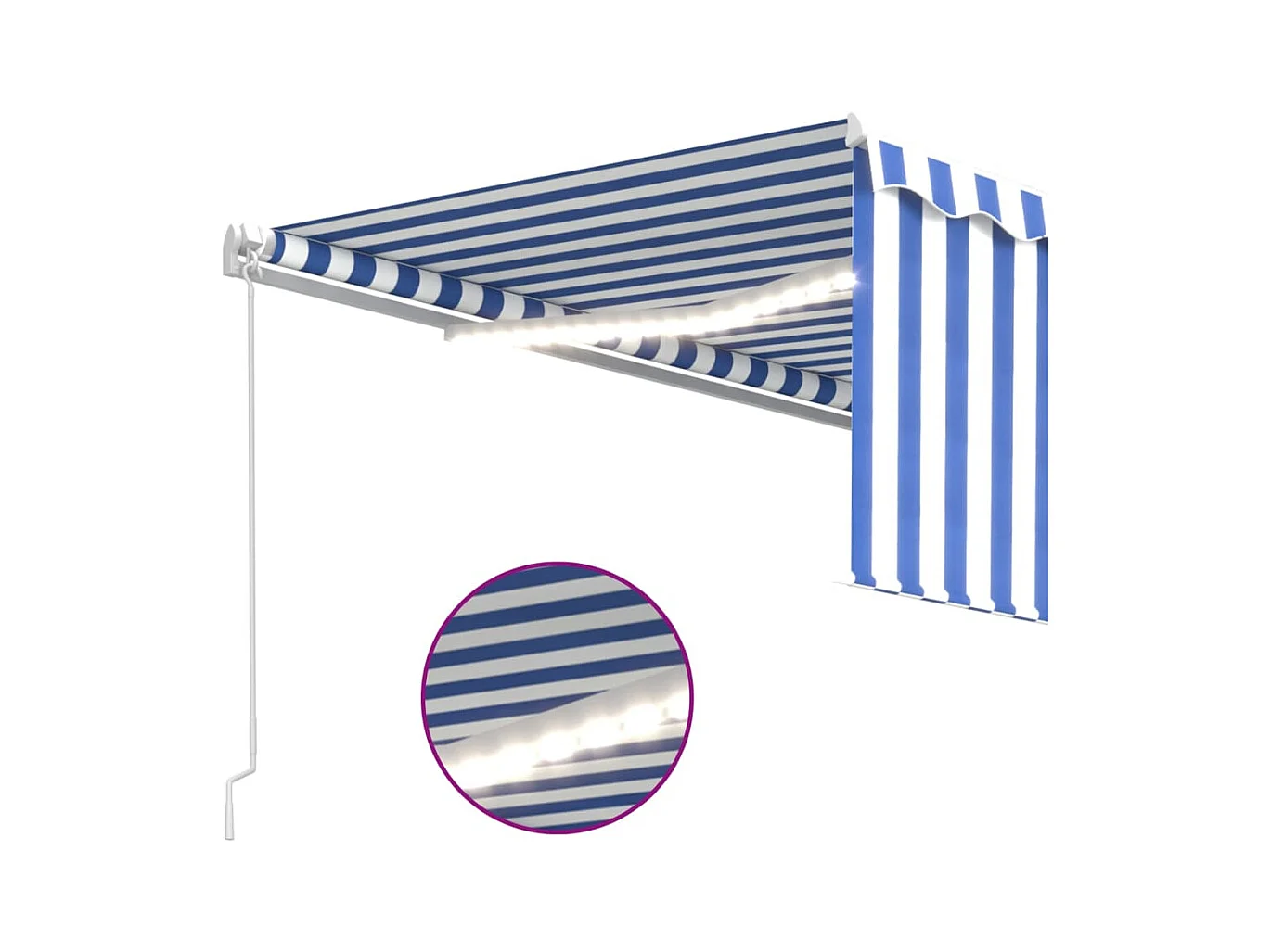 Auvent manuel rétractable avec store et LED 45x3 m Bleu blanc