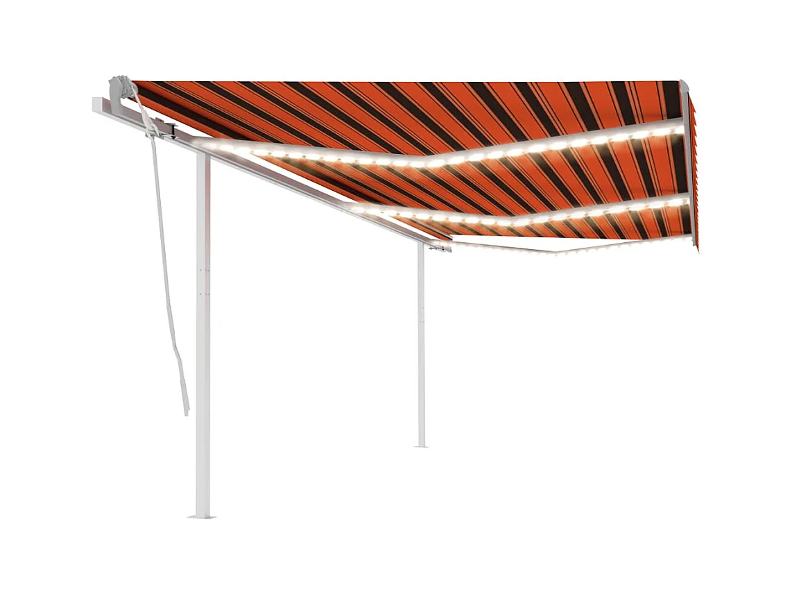 Toldo Retrátil Manual com Iluminação LED 6x3m em Laranja e Castanho