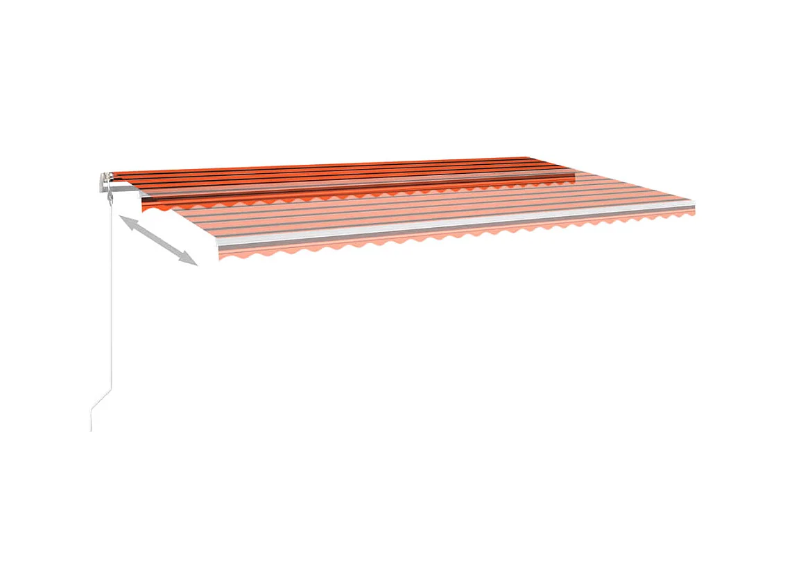 Toldo manual retráctil con luz LED naranja y marrón 6x3 m