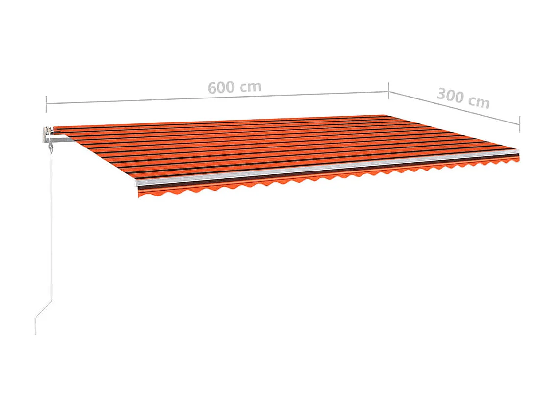 Toldo manual retráctil con luz LED naranja y marrón 6x3 m