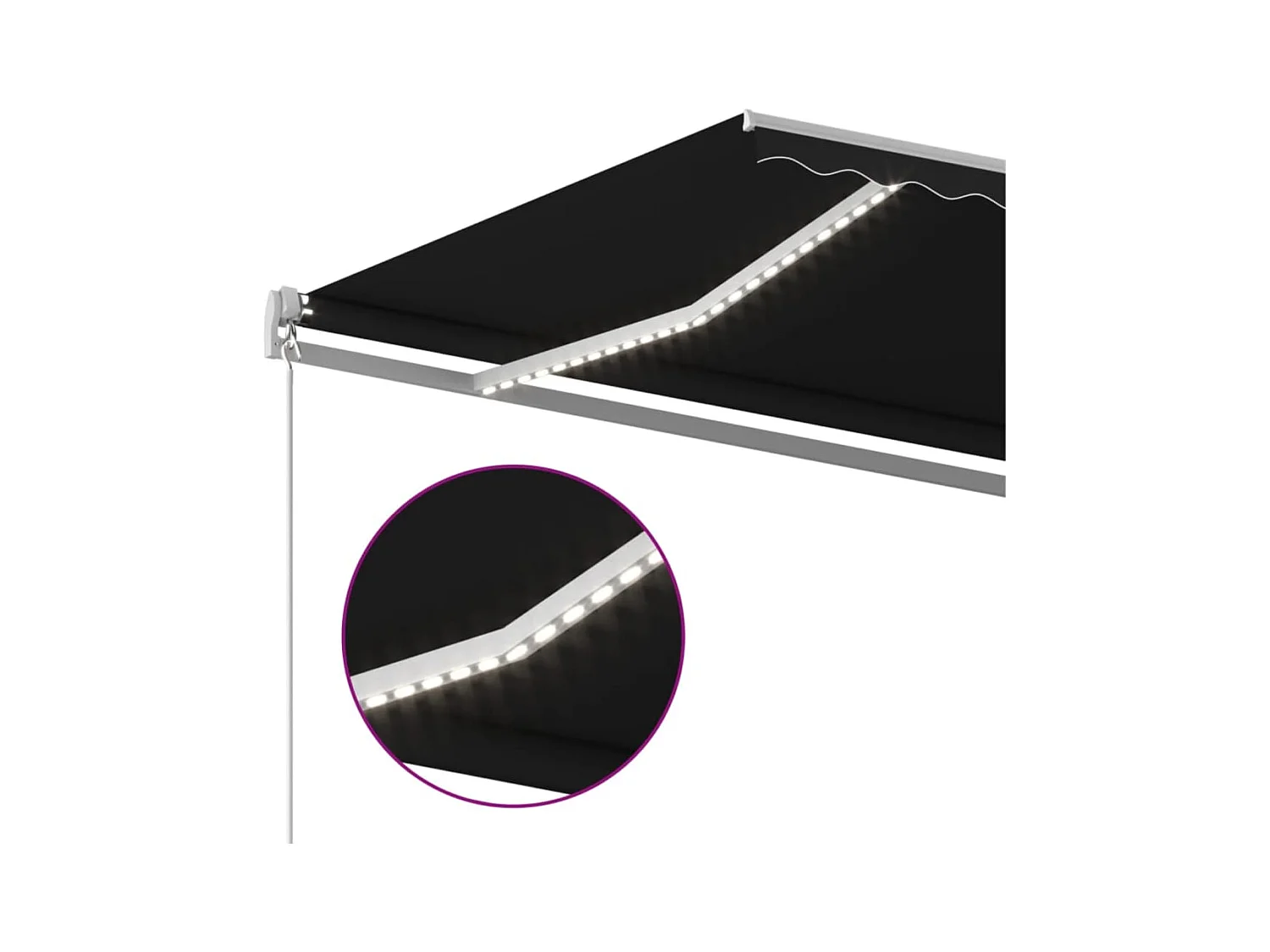 Toldo retráctil manual con LED gris antracita 450x300 cm