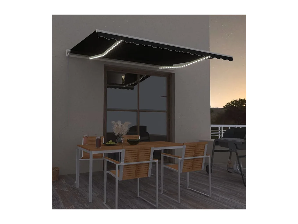 Markise Manuell Einziehbar mit LED 450x300 cm Anthrazit