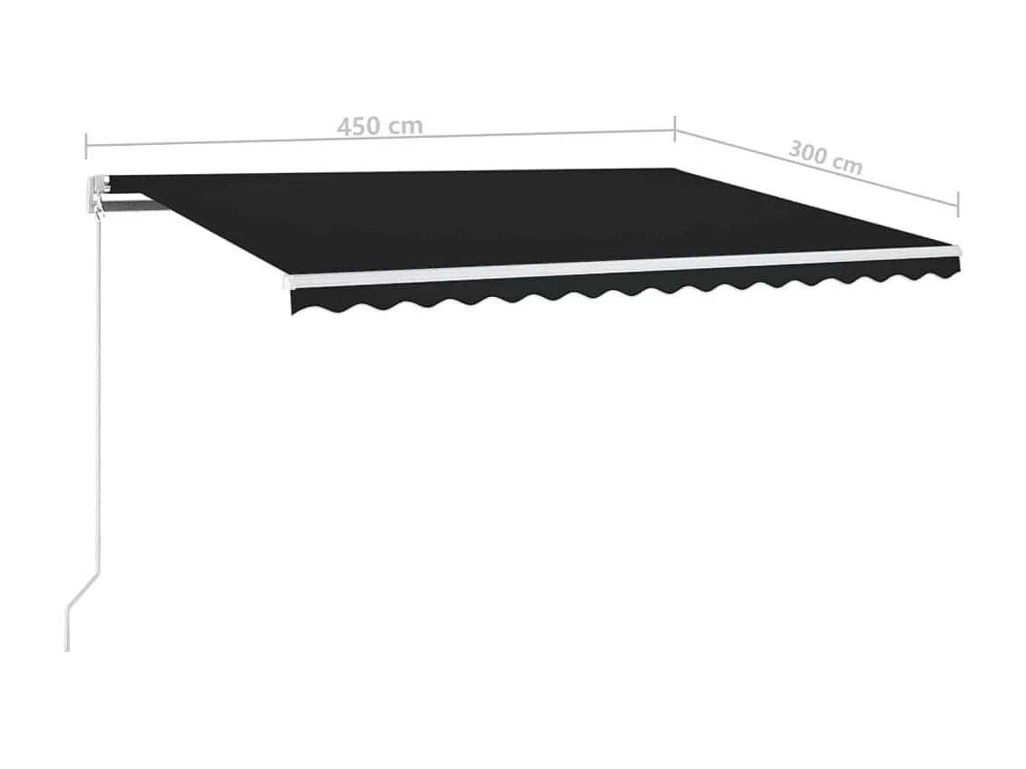 Markise Manuell Einziehbar mit LED 450x300 cm Anthrazit