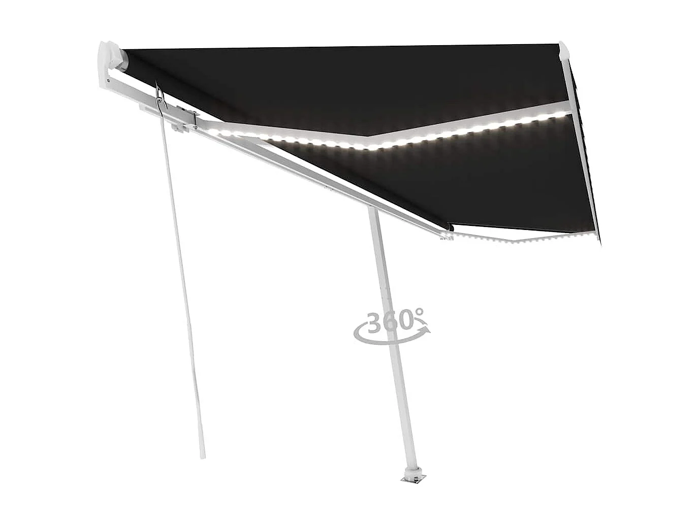 Toldo Retrátil Manual com Iluminação LED 500x300 cm em Antracite para Exterior