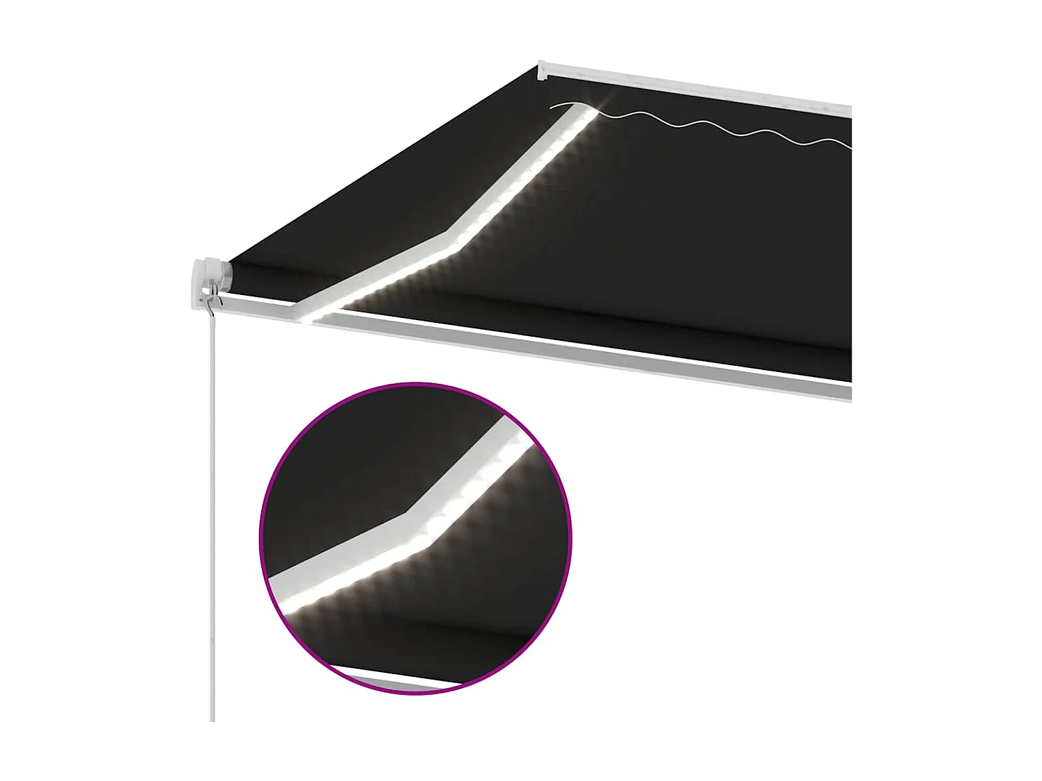 Toldo Retrátil Manual com Iluminação LED 500x300 cm em Antracite para Exterior
