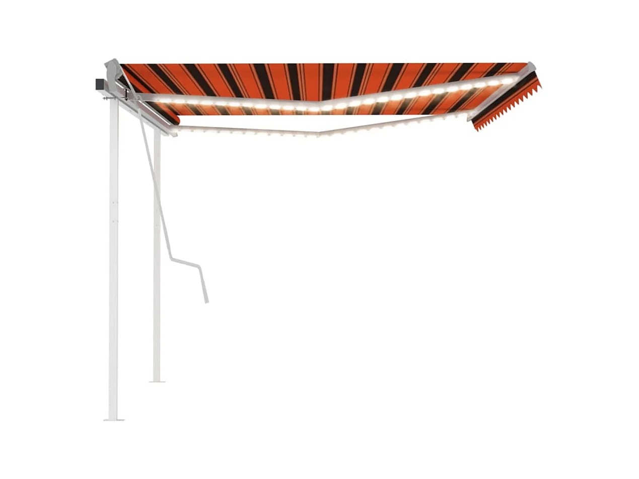 Markise Manuell Einziehbar mit LED 45x3 m Orange  Braun