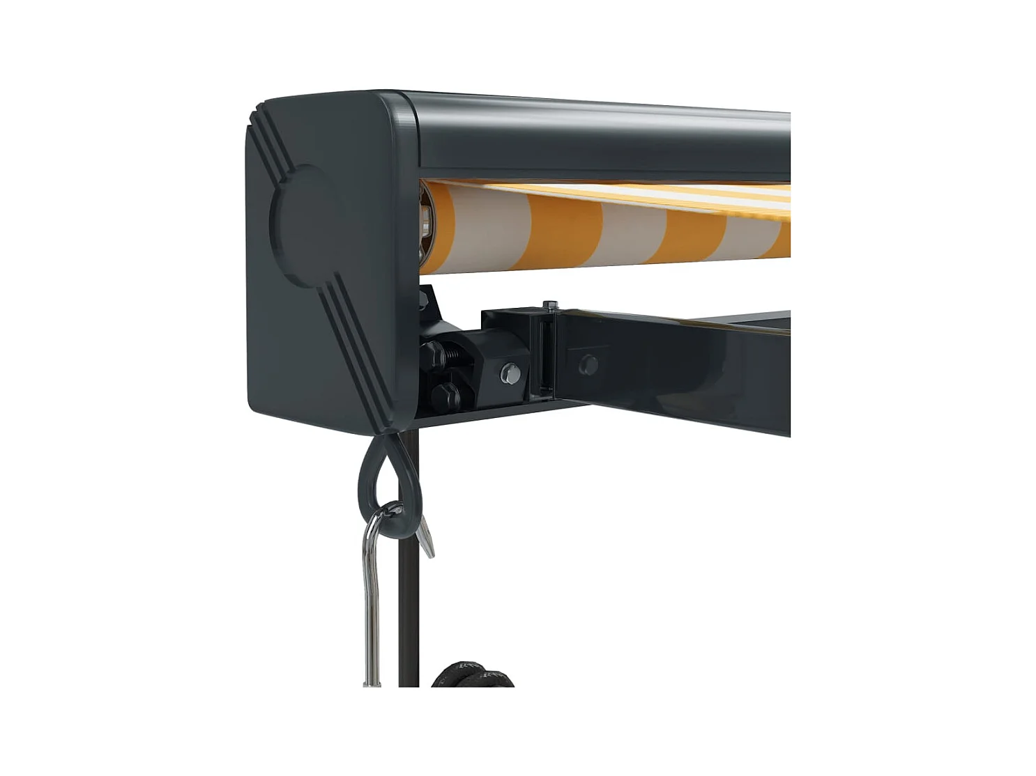 Auvent rétractable jaune et blanc 45x3 m tissu et aluminium