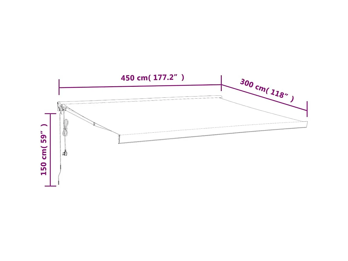 Auvent rétractable jaune et blanc 45x3 m tissu et aluminium