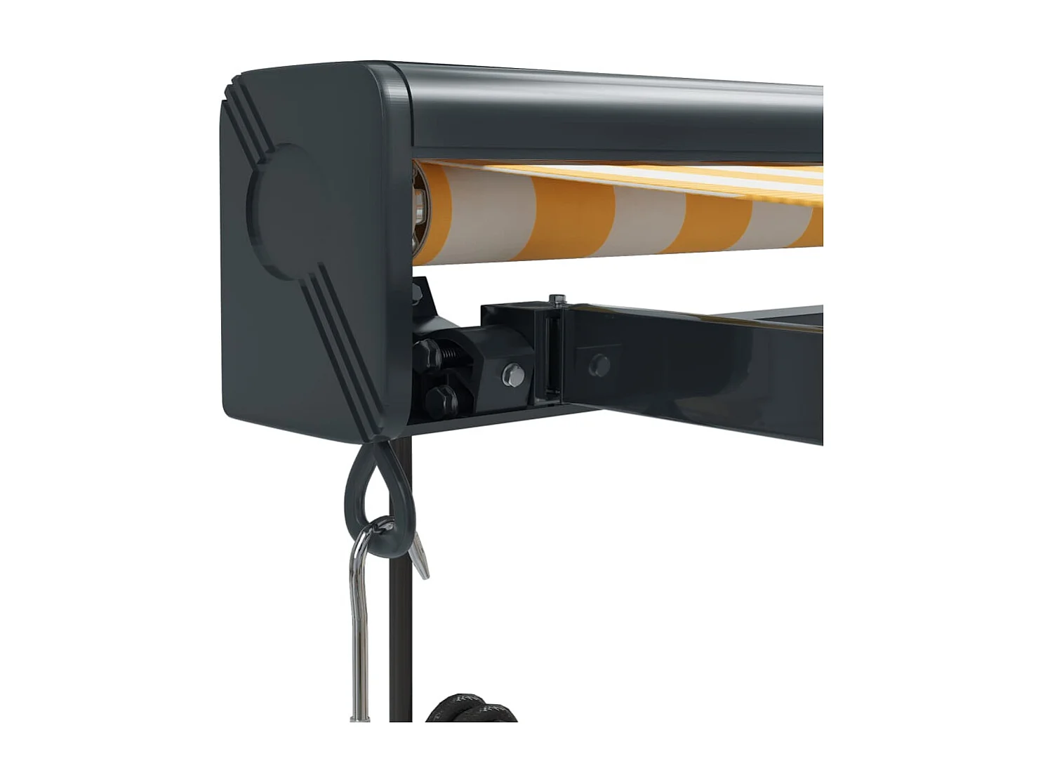 Auvent rétractable jaune et blanc 45x3 m tissu et aluminium