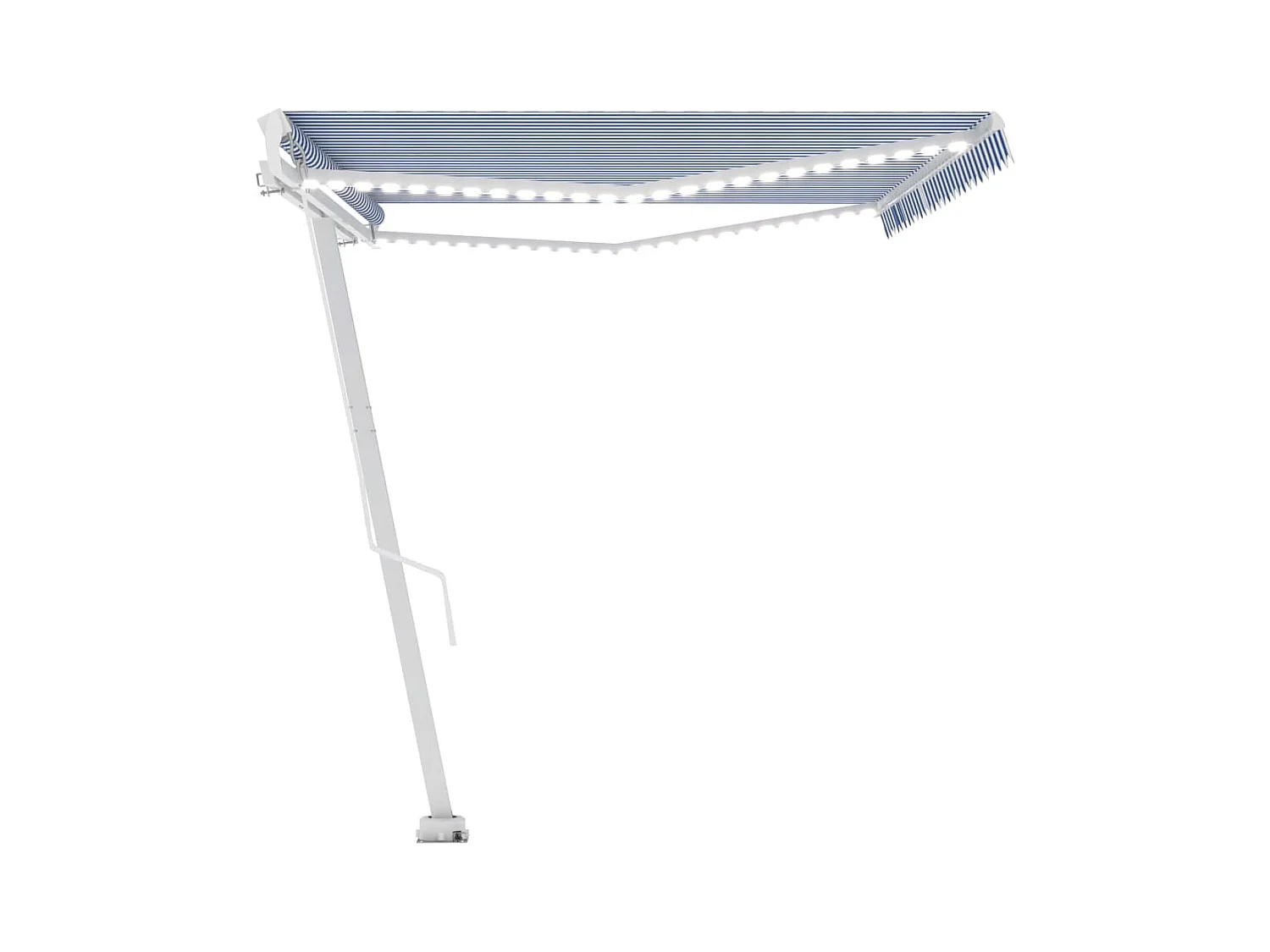 Markise Manuell Einziehbar mit LED 500x300 cm Blau Weiß