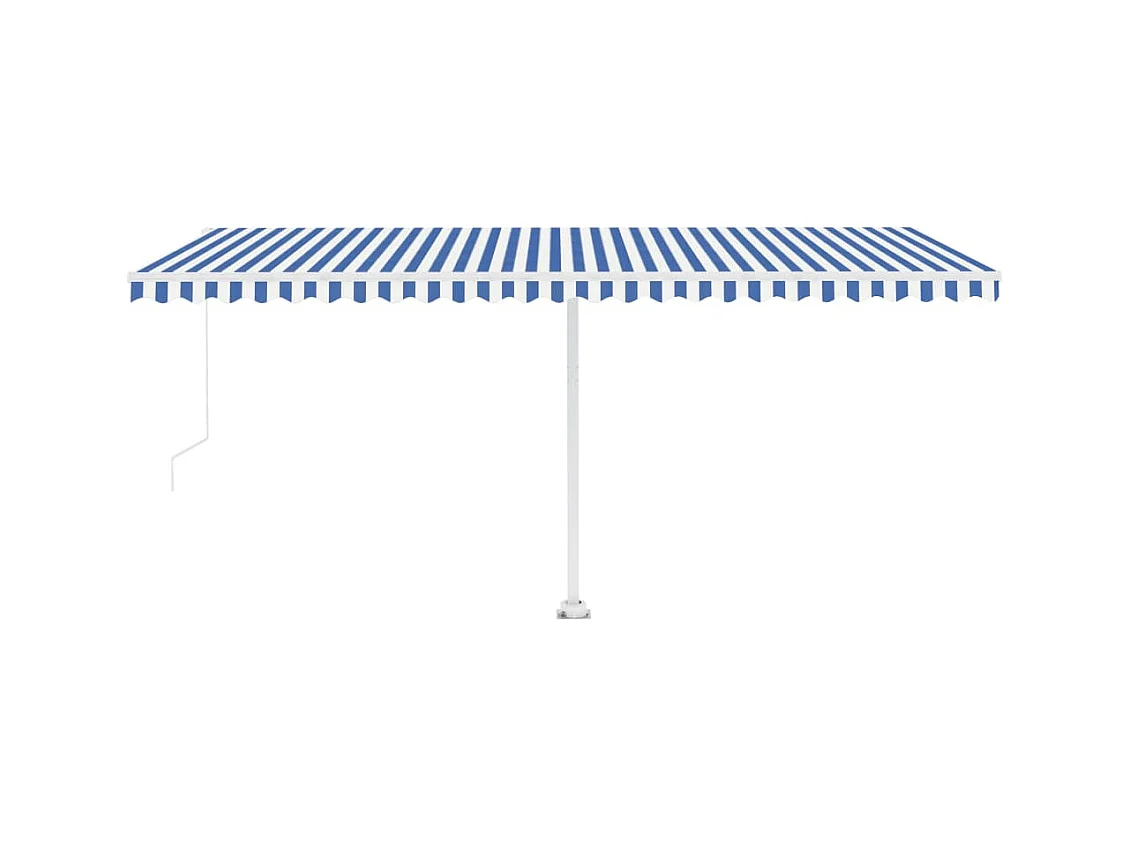 Toldo retráctil manual con LED azul y blanco 500x300 cm
