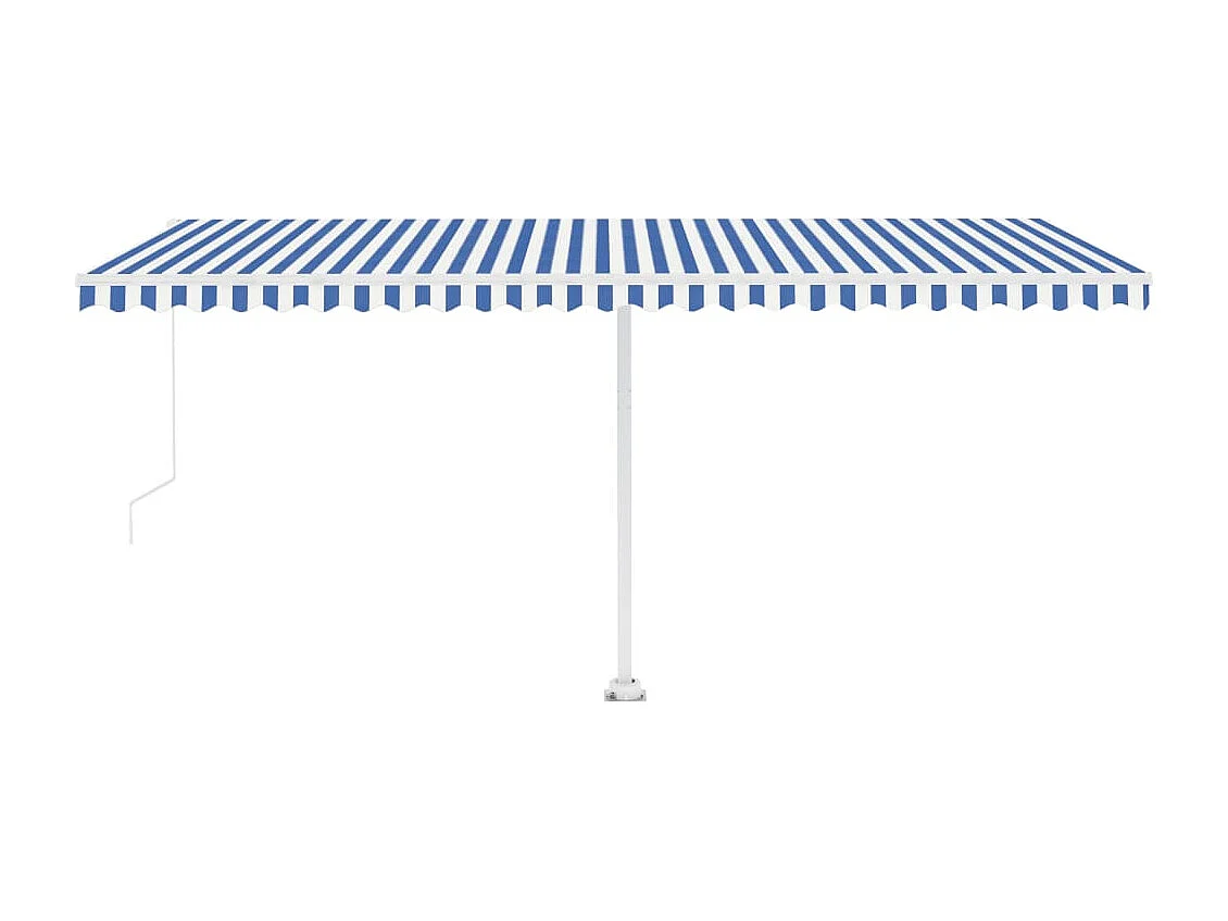 Toldo retráctil manual con LED azul y blanco 500x300 cm