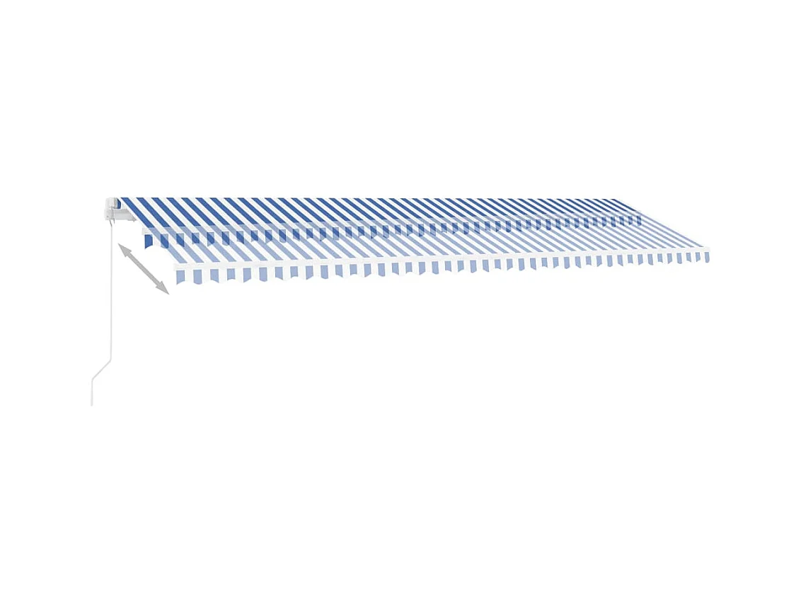 Toldo retráctil manual con luz LED azul y blanco 600x300 cm