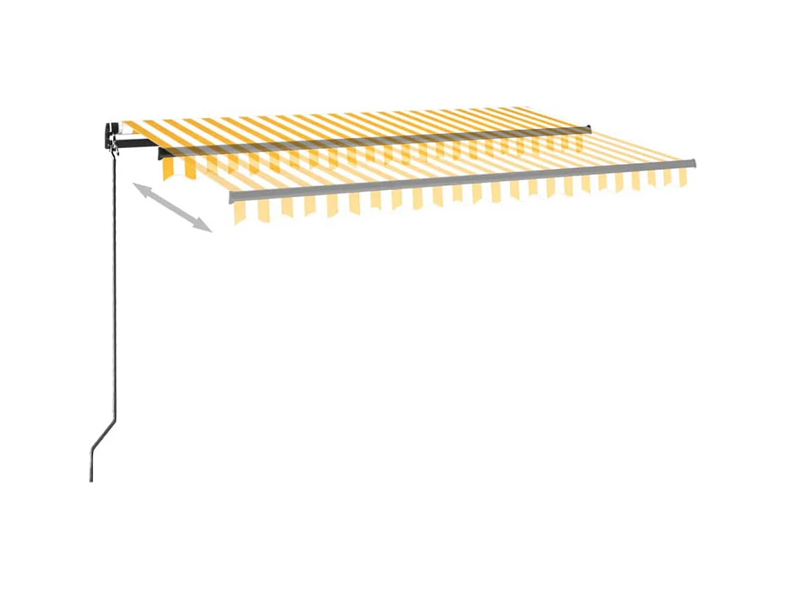 Toldo retráctil manual amarillo y blanco 450x350 cm