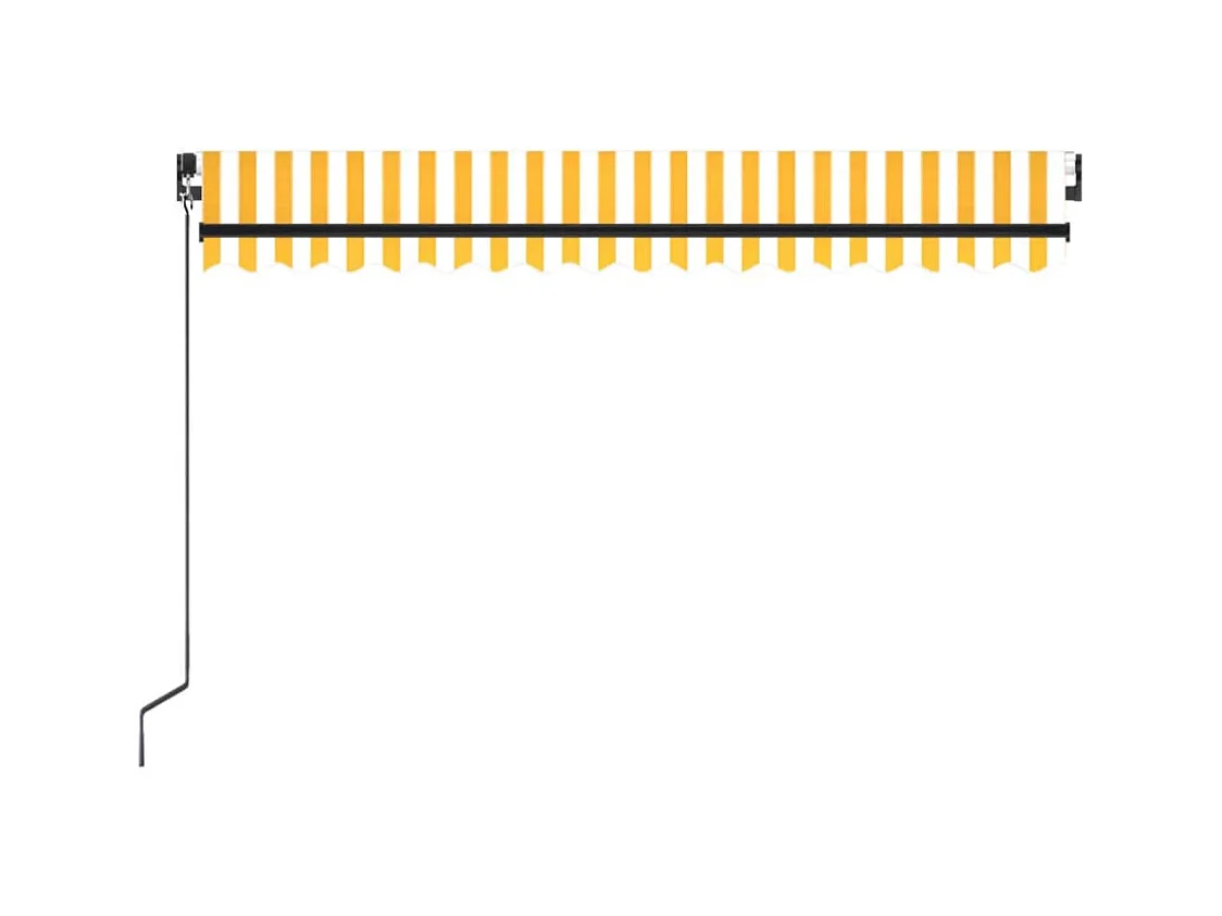 Toldo retráctil manual amarillo y blanco 450x350 cm