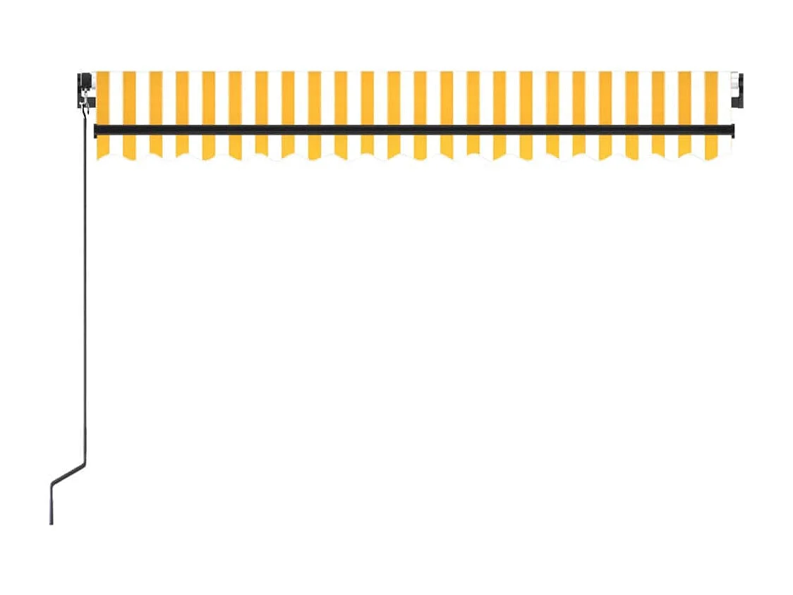 Toldo Retrátil Manual Amarelo e Branco 450x350 cm para Espaços Externos