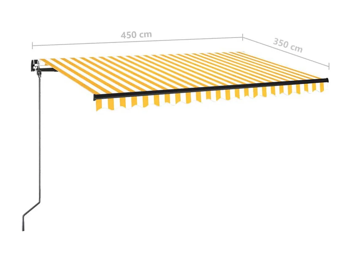 Toldo Retrátil Manual Amarelo e Branco 450x350 cm para Espaços Externos