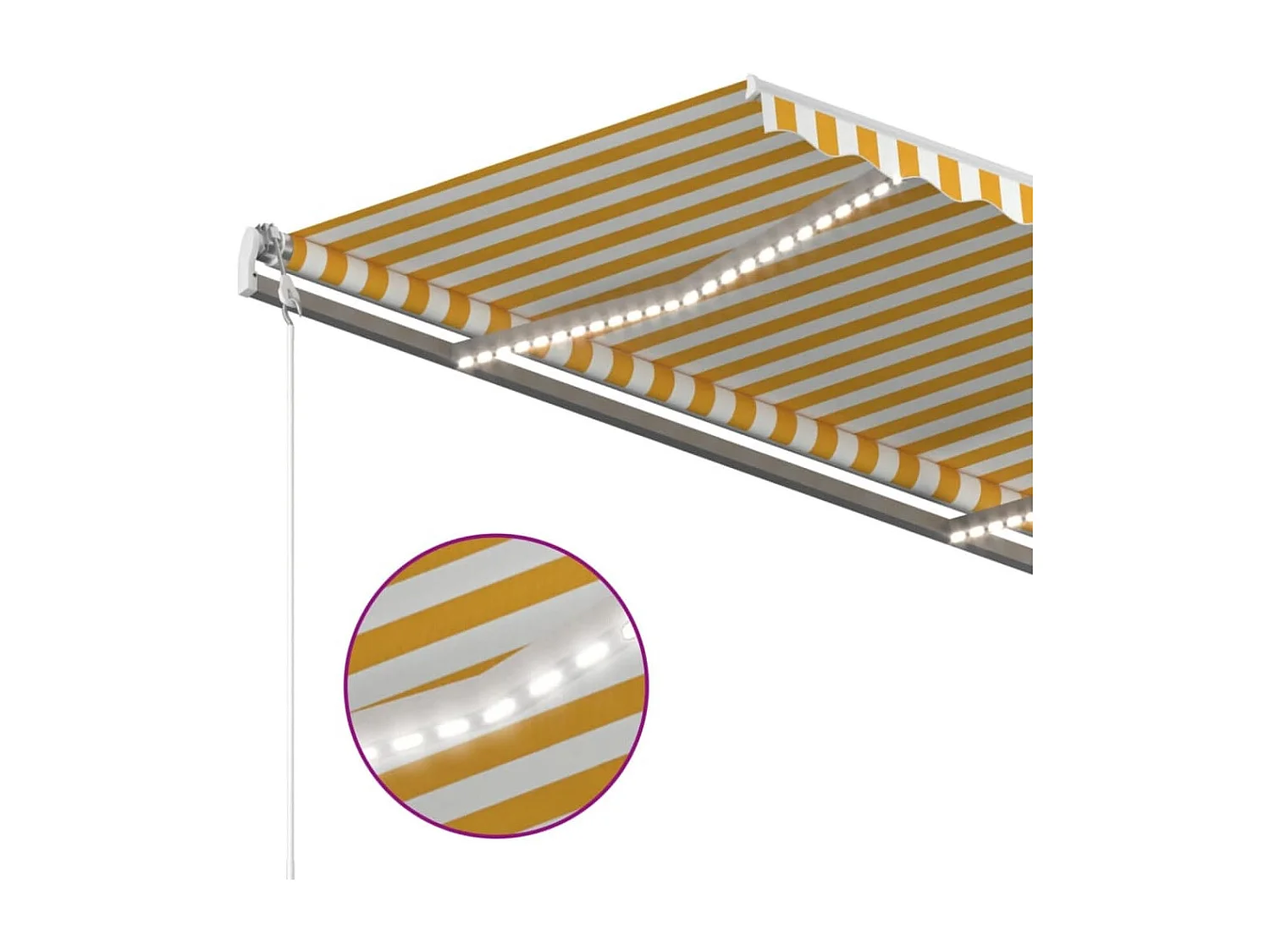 Markise Manuell Einziehbar mit LED 45x3 m Gelb  Weiß
