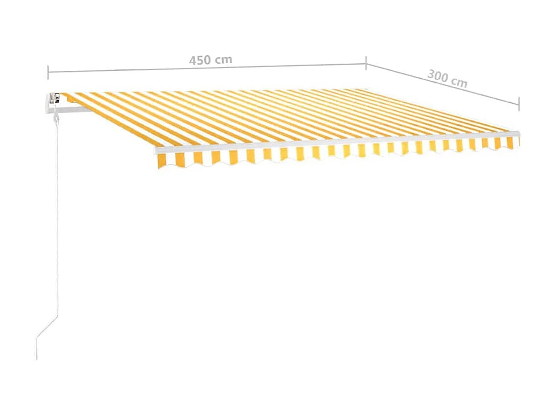 Markise Manuell Einziehbar mit LED 45x3 m Gelb  Weiß