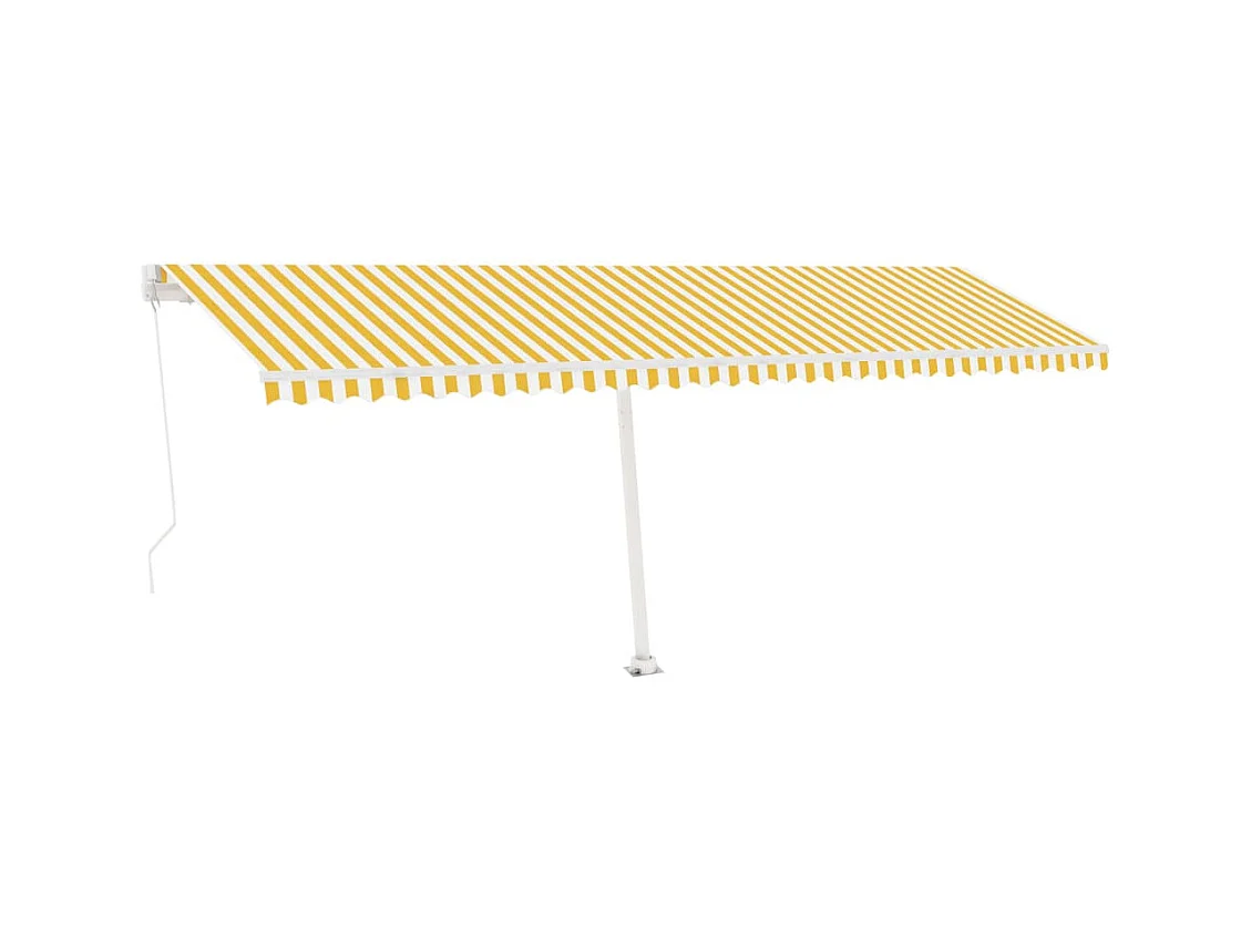 Markise Manuell Einziehbar mit LED 600x300 cm Gelb Weiß