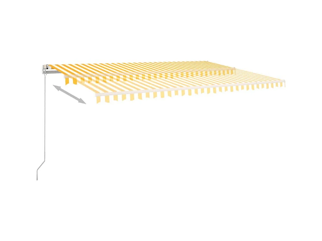 Toldo Retrátil Manual com LED Amarelo e Branco - 500x350 cm para Áreas Externas