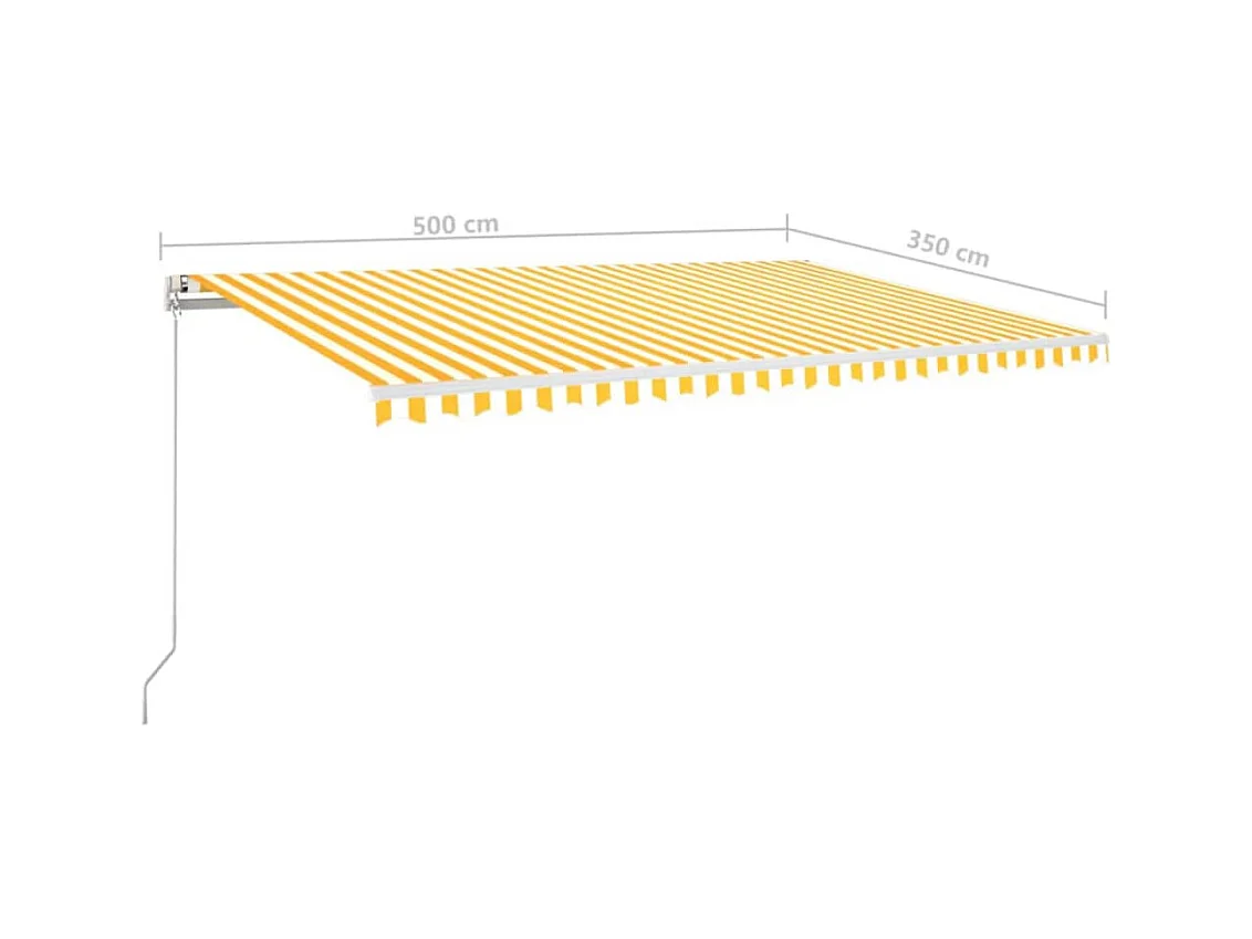 Markise Manuell Einziehbar mit LED 500x350 cm Gelb und Weiß