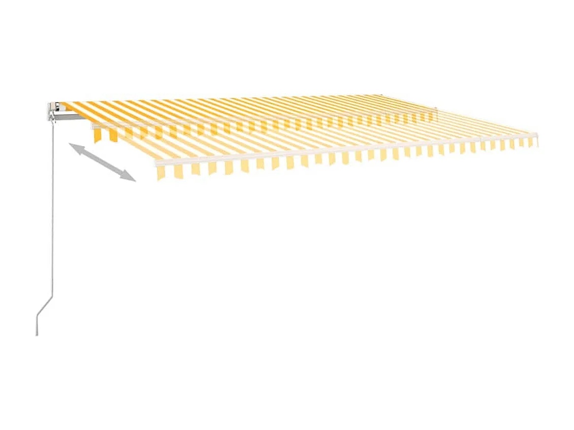 Toldo Retrátil Manual com LED Amarelo e Branco - 500x350 cm para Áreas Externas