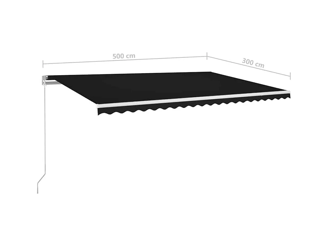 Auvent manuel rétractable avec LED 500x300 cm Anthracite