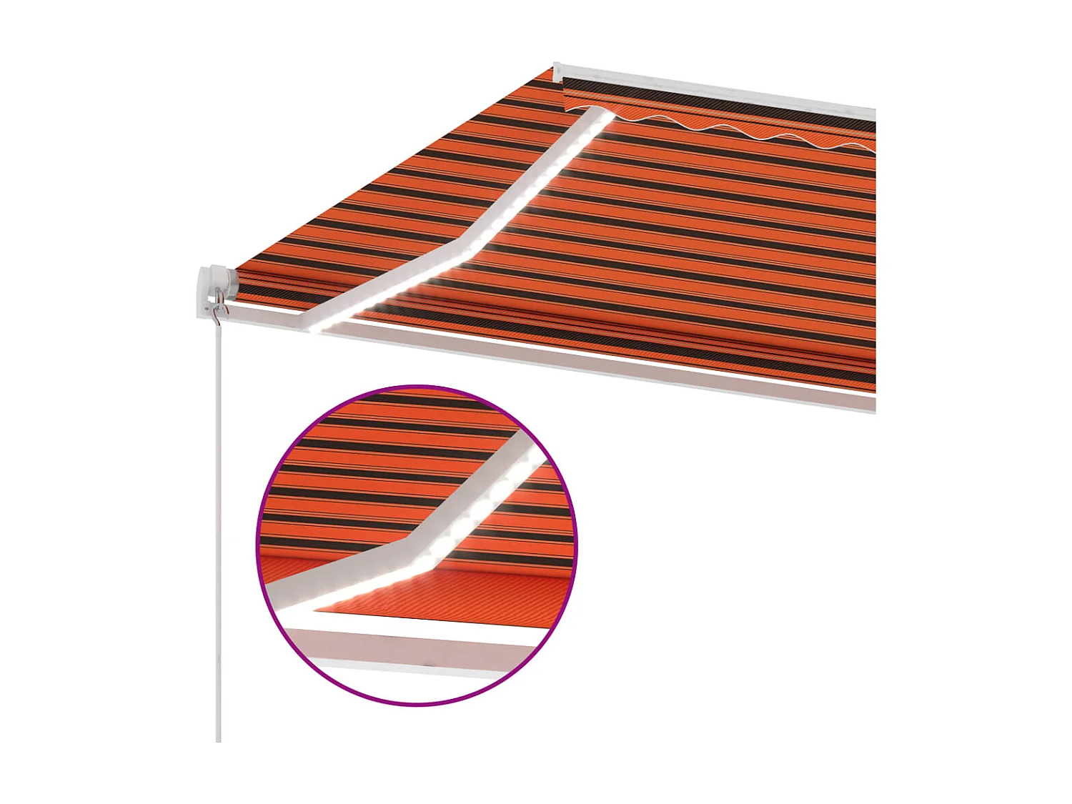 Toldo retráctil manual con LED naranja y marrón 450x300 cm