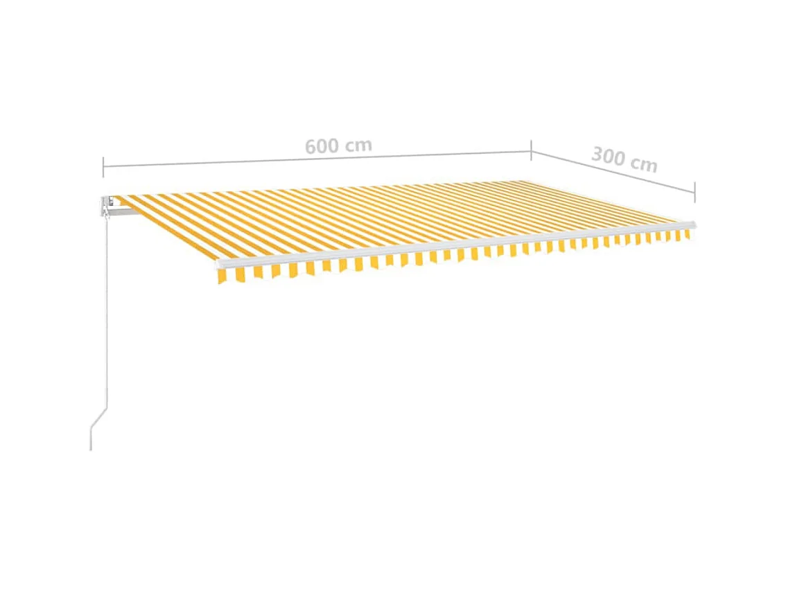 Toldo retráctil manual con luz LED amarillo y blanco 600x300 cm