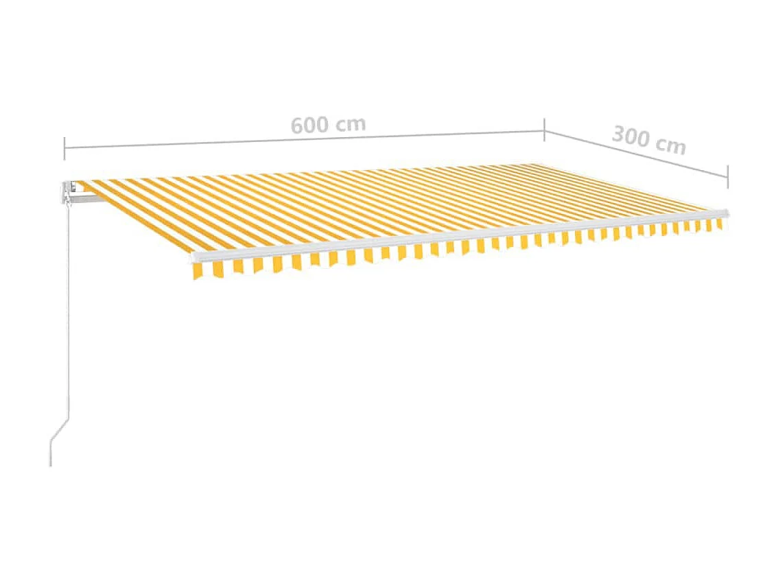 Toldo retráctil manual con luz LED amarillo y blanco 600x300 cm