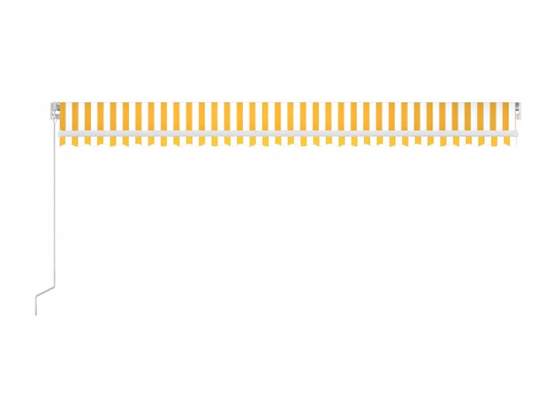 Toldo Retrátil Manual Amarelo e Branco com Iluminação LED 600x300 cm