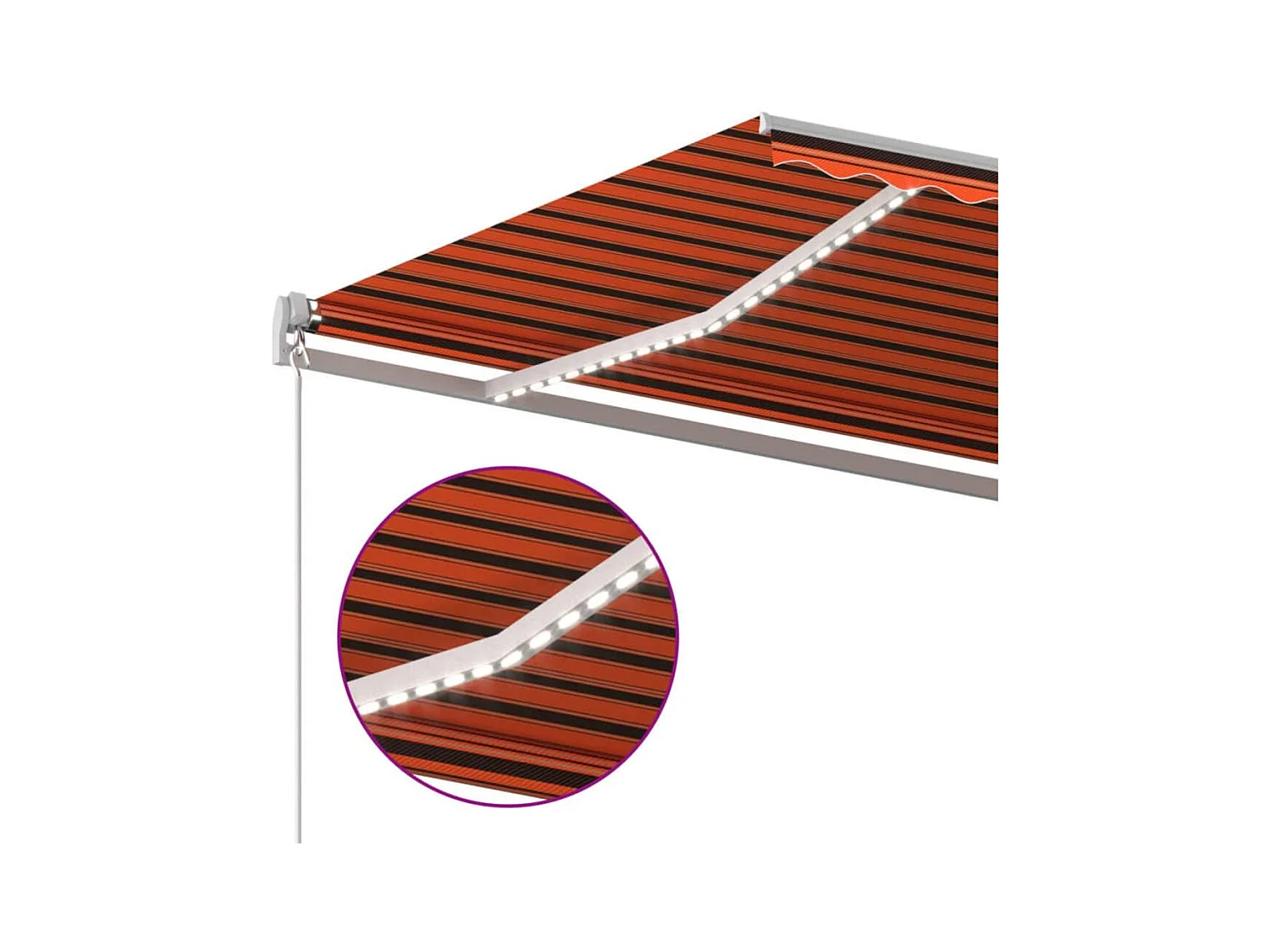 Markise Manuell Einziehbar mit LED 600x300 cm Orange und Braun