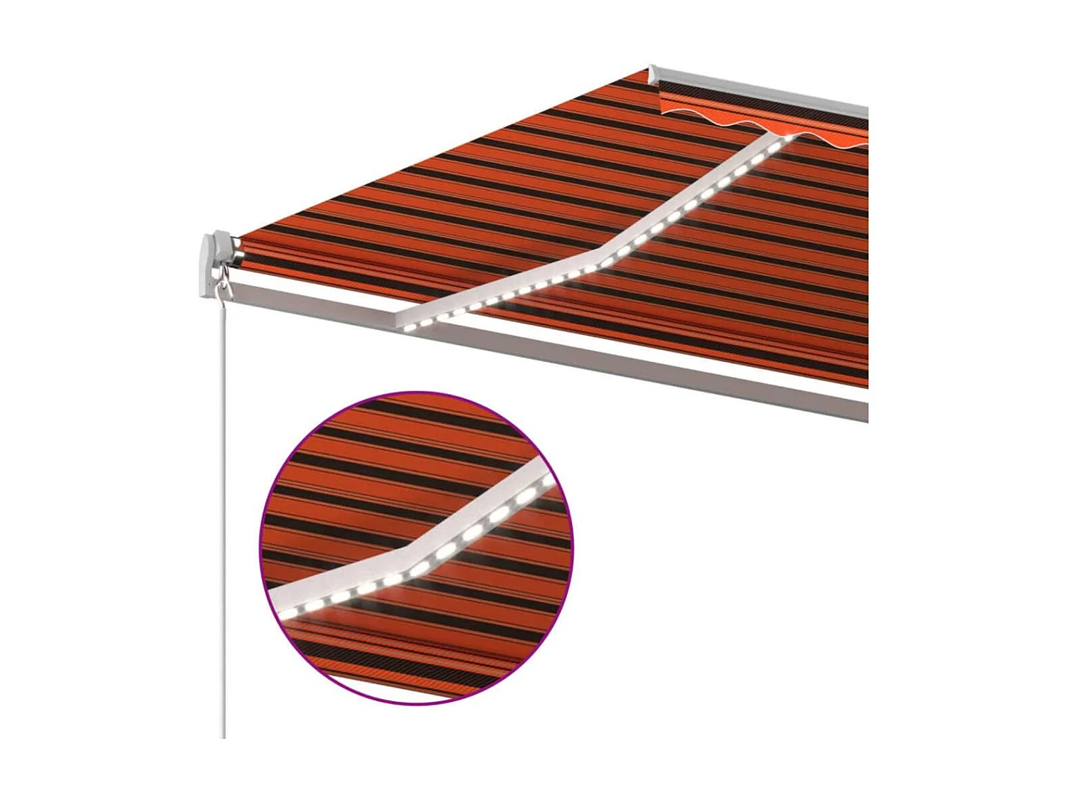 Toldo Retrátil Manual com Iluminação LED 600x300 cm em Laranja e Castanho