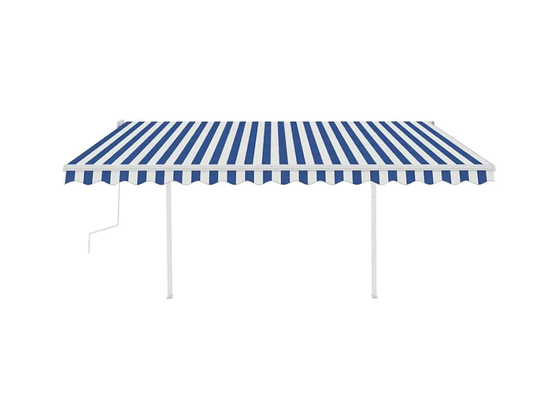 Markise Manuell Einziehbar mit LED 45x3 m Blau  Weiß