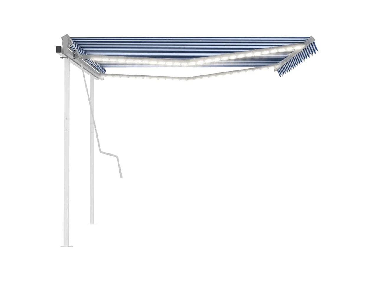 Markise Manuell Einziehbar mit LED 45x3 m Blau  Weiß