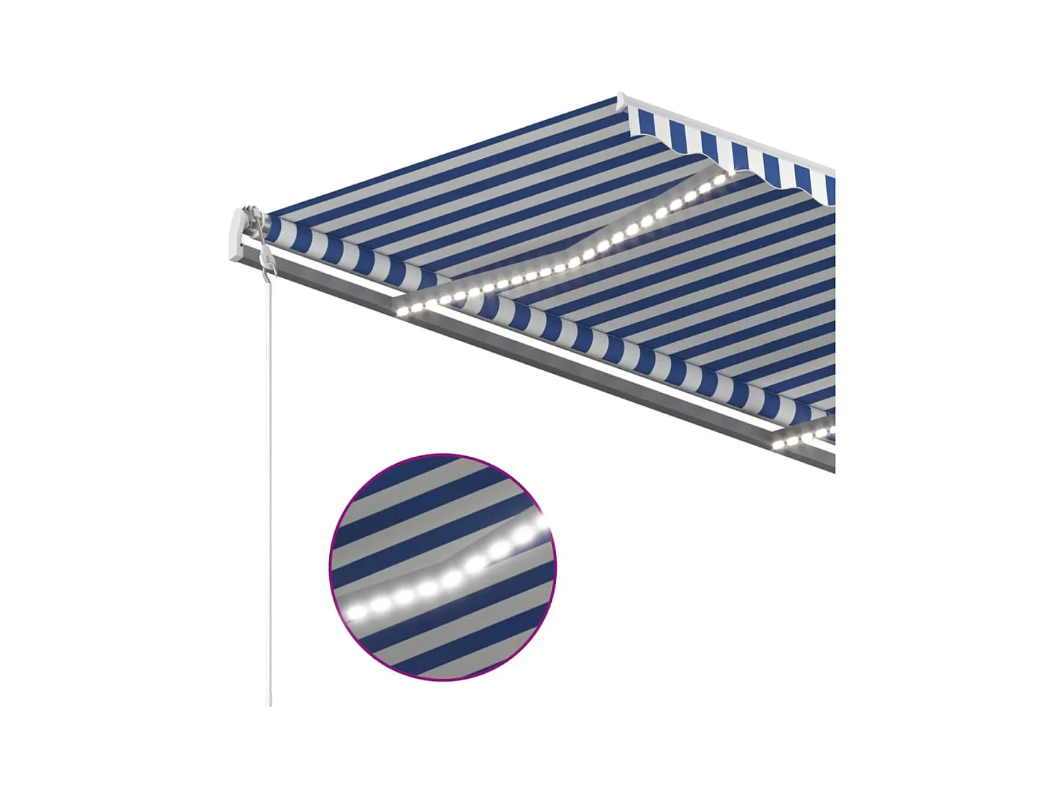 Markise Manuell Einziehbar mit LED 45x3 m Blau  Weiß