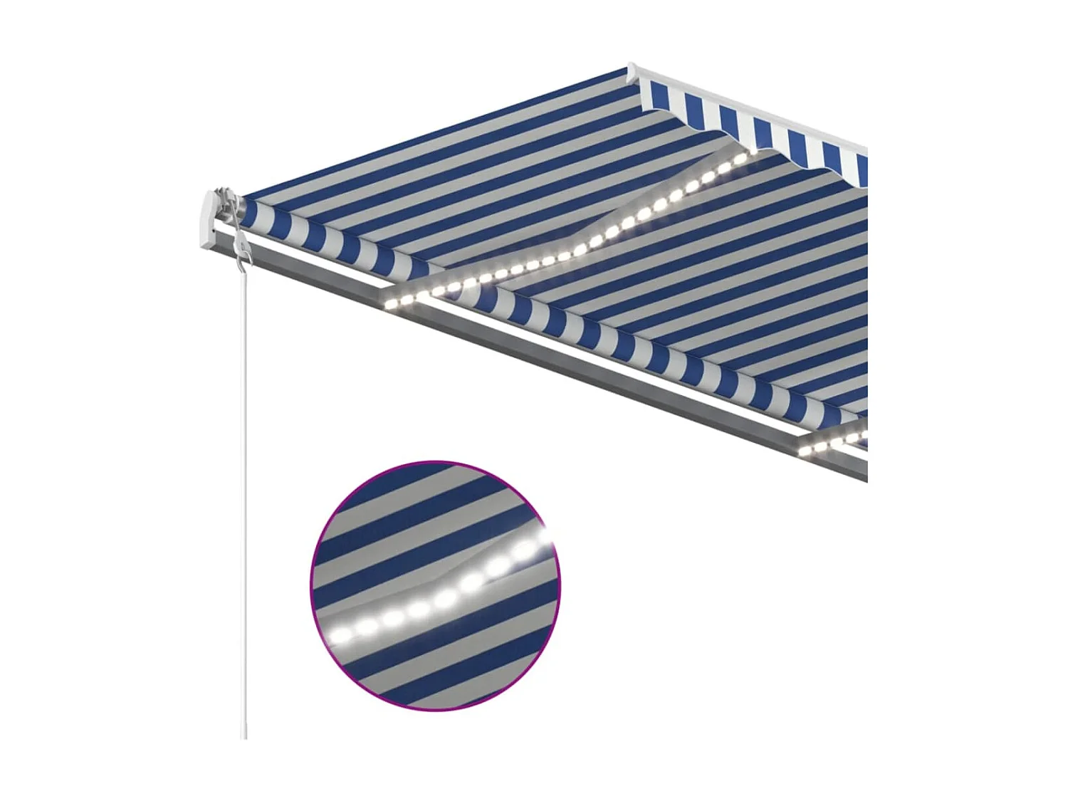 Toldo Retrátil Manual com Luzes LED Azul e Branco - 4,5x3m para Ambientes Externos