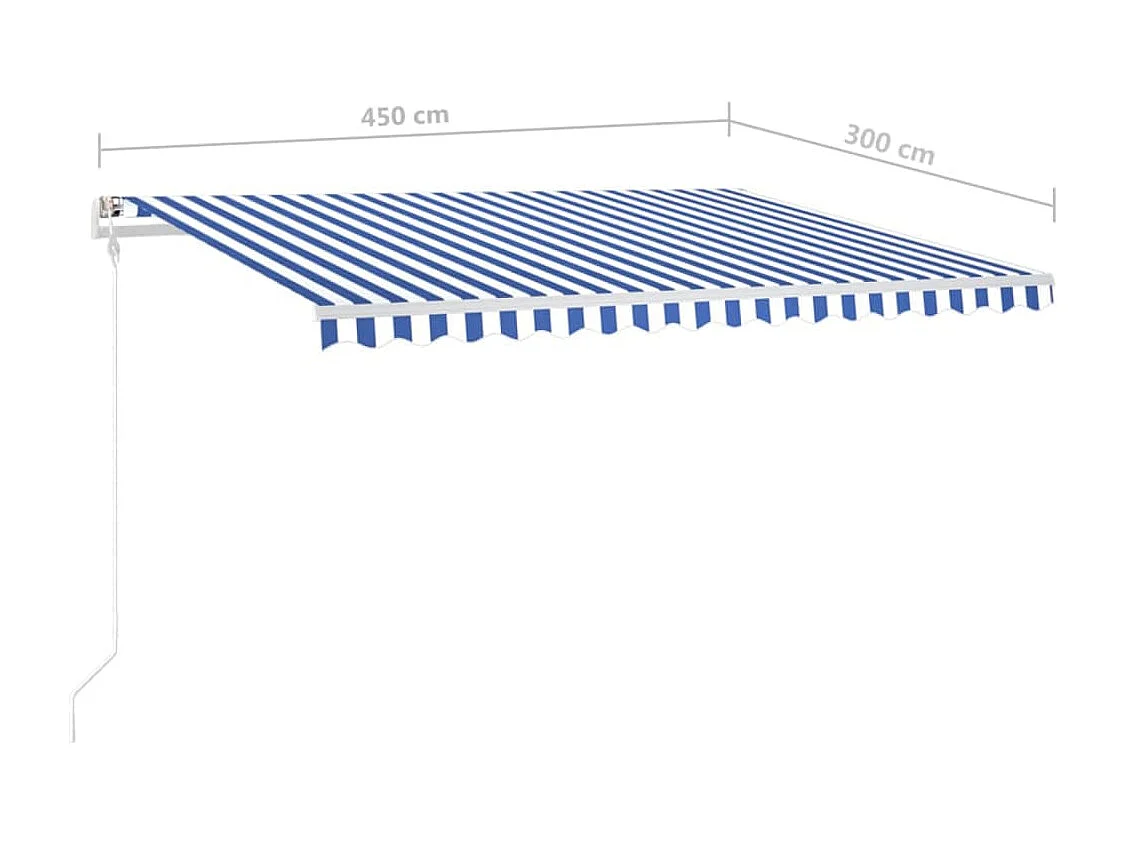 Toldo Retrátil Manual com Luzes LED Azul e Branco - 4,5x3m para Ambientes Externos