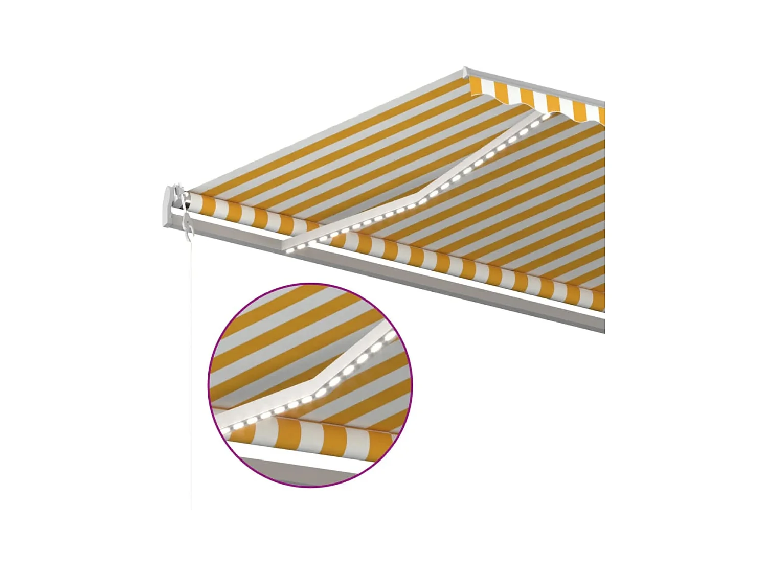 Markise Manuell Einziehbar mit LED 5x3 m Gelb  Weiß