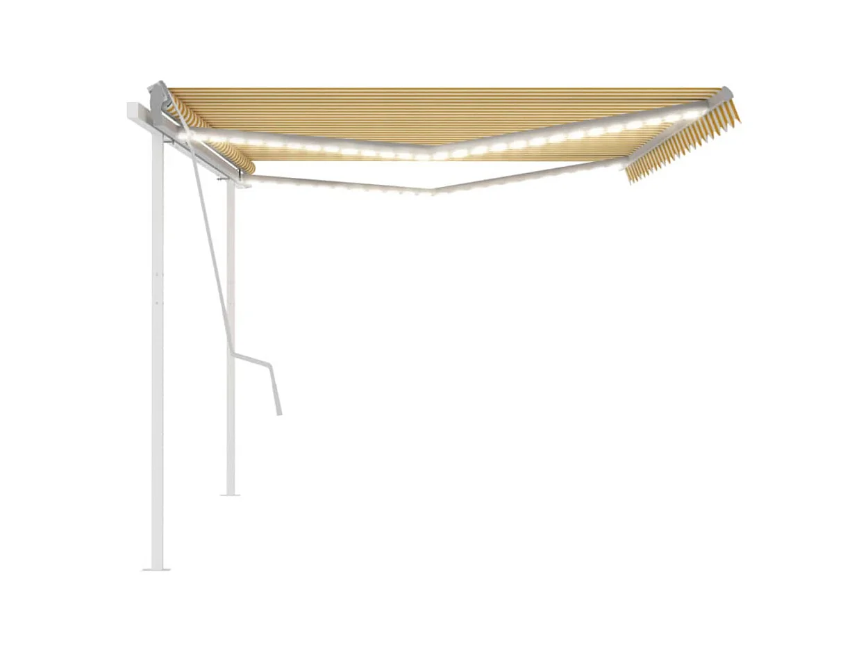 Toldo retráctil manual con luz LED amarillo y blanco 5x3 m
