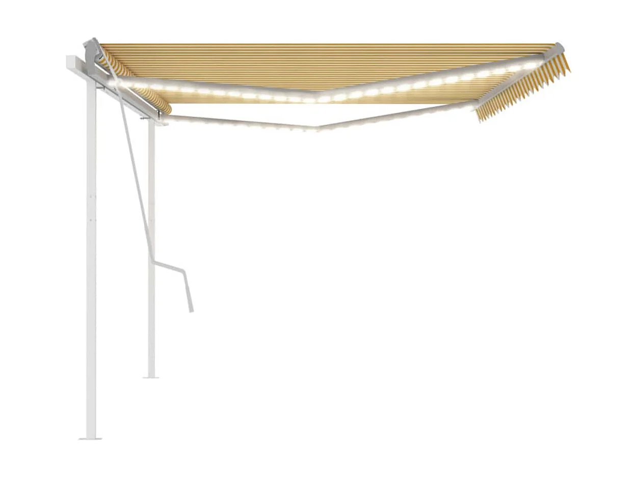 Toldo retráctil manual con luz LED amarillo y blanco 5x3 m